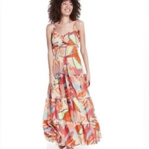 Alexis for Target  mixed floral Sleeveless Tiered Ruffle Multicolor Dress size M